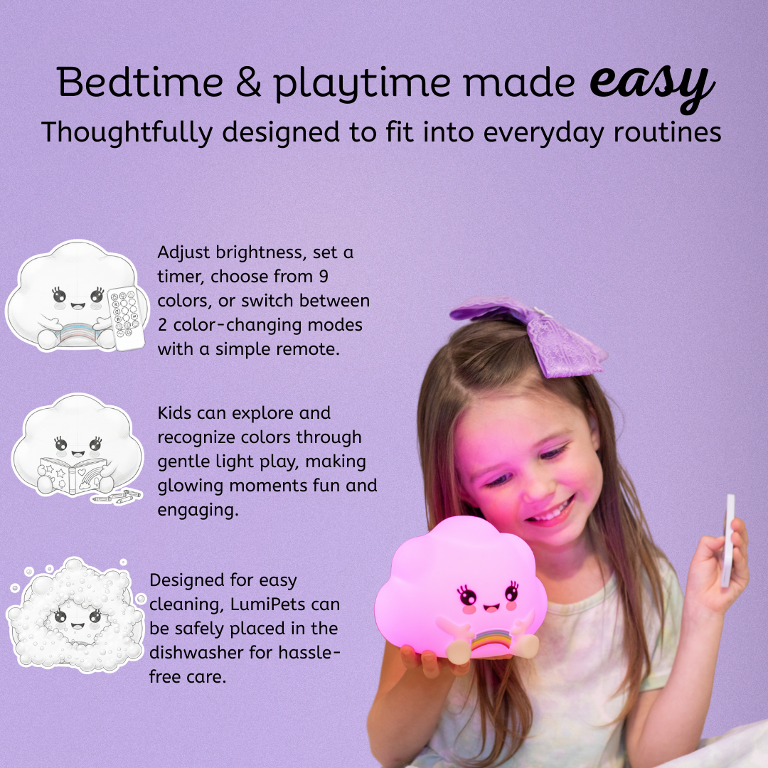 LumiPets® Kawaii Cloud - Children's Nursery Touch Night Light